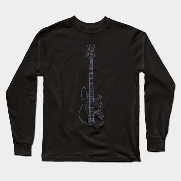 J-style Bass Guitar Outline Long Sleeve T-Shirt by nightsworthy
